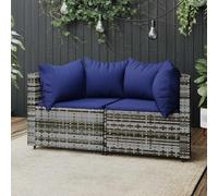 vidaXL Divani Angolari da Giardino con Cuscini 2pz Polyrattan Grigio