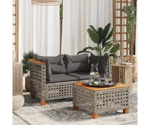 vidaXL Divani Angolari da Giardino con Cuscini 2pz Polyrattan Grigio