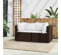vidaXL Divani Angolari da Giardino con Cuscini 2pz Polyrattan Marrone