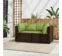 vidaXL Divani Angolari da Giardino con Cuscini 2pz Polyrattan Marrone