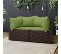 vidaXL Divani Angolari da Giardino con Cuscini 2pz Polyrattan Marrone
