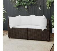 vidaXL Divani Angolari da Giardino con Cuscini 2pz Polyrattan Marrone
