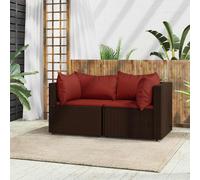 vidaXL Divani Angolari da Giardino con Cuscini 2pz Polyrattan Marrone