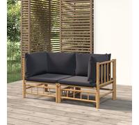 vidaXL Divani Angolari da Giardino con Cuscini Grigio Scuro 2pz Bambù