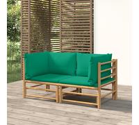 vidaXL Divani Angolari da Giardino con Cuscini Verdi 2pz bambù