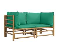 vidaXL Divani Angolari da Giardino con Cuscini Verdi 2pz bambù
