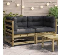 vidaXL Divani Angolari da Giardino Cuscini 2pz Legno Impregnato Pino