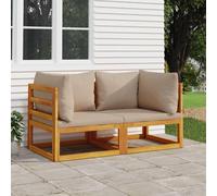 vidaXL Divani Angolari Modulari 2pz Cuscini Tortora Massello Acacia