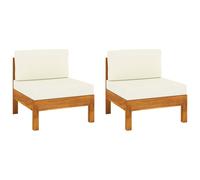 vidaXL Divani Centrali 2 pz con Cuscini Bianco Crema Massello Acacia