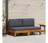vidaXL Divani Centrali 2 pz con Cuscini Grigio Scuro Massello Acacia
