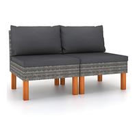 vidaXL Divani Centrali 2 pz Polyrattan e Legno Massello di Eucalipto