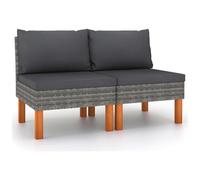 VIDAXL - Divani Centrali 2 Pz Polyrattan E Legno Massello Di Eucalipto
