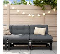 vidaXL Divani Centrali da Giardino 2 pz Neri in Legno Massello di Pino
