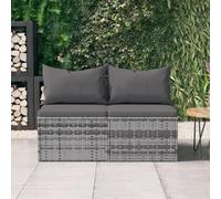 AX Salotto 2 Divani 4 Cuscini Antracite Soggiorno PolyRattan Grigio Sala 362333