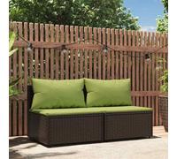 vidaXL Divani Centrali da Giardino con Cuscini 2pz Polyrattan Marrone
