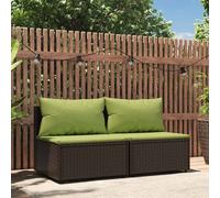 vidaXL Divani Centrali da Giardino con Cuscini 2pz Polyrattan Marrone