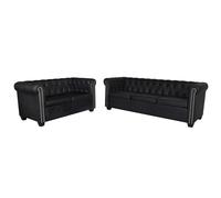 vidaXL Divani Chesterfield a 2 Posti e a 3 Posti in Similpelle Nero