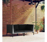 vidaXL Divani da Giardino 2pz con Cuscini in Polyrattan Mezzo Tondo