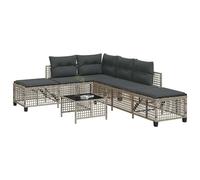 vidaXL Divani da Giardino ad Angolo 3 pz Cuscini Grigio in Polyrattan