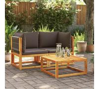 vidaXL Divani da Giardino Angolari con Cuscini 2 pz in Legno di Acacia