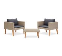 vidaXL Divani da Giardino Set 3pz con Cuscini Arredo Sofà Dormeuse Esterno Divanetti Chaise Longue Poltrone Canapè Salotto in Polyrattan Beige