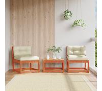 vidaXL Divani Giardino con Cuscini 2 pz Marrone Cera Massello di Pino