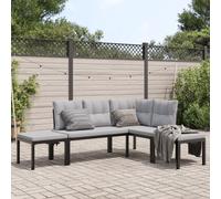 vidaXL Divani Giardino con Cuscini 4pz Neri Acciaio Verniciato Polvere