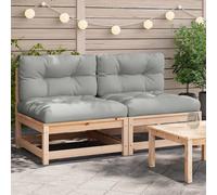 vidaXL Divani Giardino Senza Braccioli con Cuscini 2 pz Massello Pino