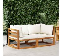 vidaXL Divani Modulari Angolari 2 pz con Cuscino Bianco Crema