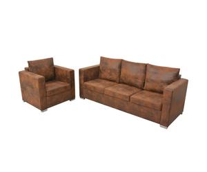 vidaXL Divani Set 2 pz in Pelle Scamosciata Artificiale