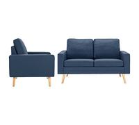 vidaXL Divani Set 2pz Divanetti Sofà Ottomane Canapè Poltrone Dormeuse Arredo Salotto Sedute Seggiole Soggiorno Mobili in Tessuto Blu