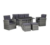 Set divani da giardino 6 pz con cuscini in polyrattan grigio