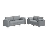 Set di divani a 2 Pezzi con Cuscini in Tessuto Grigio Chiaro