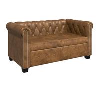 vidaXL Divano 2 posti Chesterfield in pelle artificiale Marrone