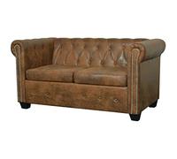 vidaXL Divano 2 posti Chesterfield in Pelle Artificiale Marrone