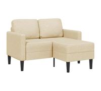 vidaXL Divano 2 Posti con Chaise Longue a L Crema 125 cm in Tessuto, Divano a 2 posti Camera da Letto, divanetto, Divano a Due posti, Divano a 2 posti