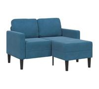 vidaXL Divano 2 Posti con Chaise longue a L Blu 125 cm in Velluto, divano a 2 posti camera da letto, divanetto, divano a due posti, divano a 2 posti