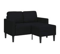 vidaXL Divano 2 Posti con Chaise longue a L Nera 125 cm in Tessuto