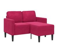 vidaXL Divano 2 Posti con Chaise longue a L Rosso Vino 125 cm Velluto, divano a 2 posti camera da letto, divanetto, divano a due posti