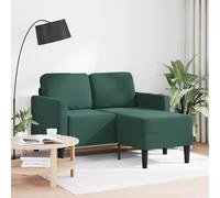 vidaXL Divano 2 Posti con Chaise longue a L Verde Scuro 125 cm Velluto