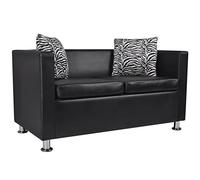 vidaXL Divano 2 posti in pelle artificiale nera Chaise Lounge reclinabile