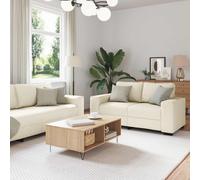 vidaXL Divano 2 pz 5 posto Beige 221 x 80 x 82 cm Tessuto misto lino