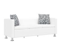 Divano a 3 Posti in Similpelle Bianca