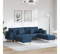 vidaXL Divano 3 pz Blu Tessuto