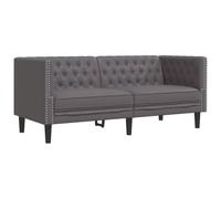 vidaXL Divano a 2 posti Chesterfield grigio similpelle