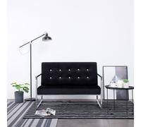 vidaXL Divano a 2 Posti con Braccioli Nero Cromo e Velluto