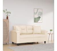 vidaXL Divano a 2 Posti con Cuscini Beige 120 cm Tessuto Microfibra