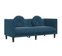 vidaXL Divano a 2 Posti con Cuscini Blu in Velluto