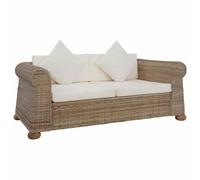 vidaXL Divano a 2 Posti con Cuscini in Rattan Naturale