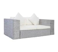 vidaXL Divano a 2 Posti con Cuscini Comodo Rilassante Confortevole Solido Robusto Pratico Resistente Durevole Sofa Poltrona Grigio in Rattan Naturale